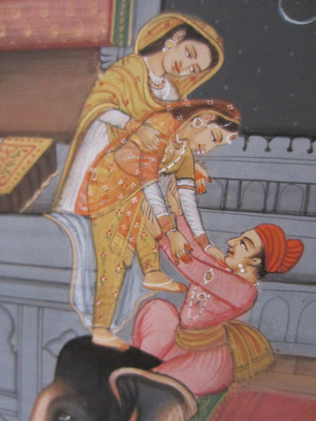 Soof India Wedding Miniature Gouache Painting Applied Gold - Designer Unique Finds 