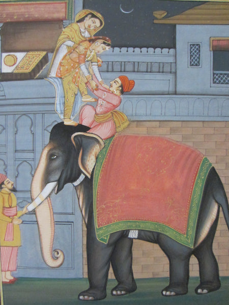Soof India Wedding Miniature Gouache Painting Applied Gold - Designer Unique Finds 