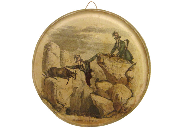 Art Deco Chamois Hunting Scene Reverse Glass Art - Designer Unique Finds 