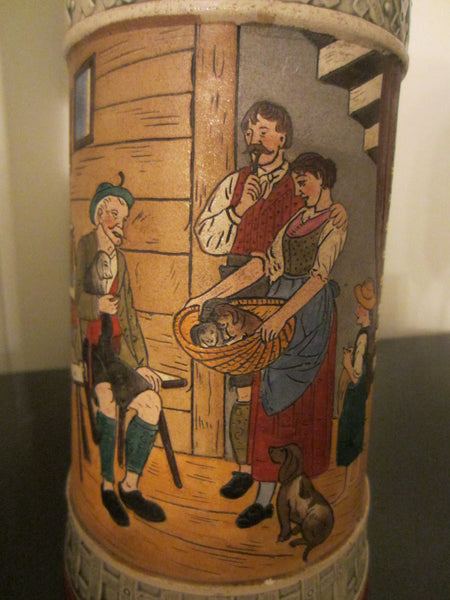 German Story Teller Ceramic Mug Hand Decorated Scripted - Designer Unique Finds 