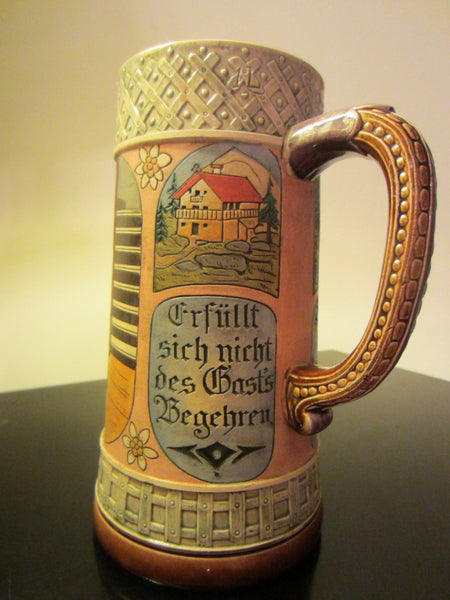 German Story Teller Ceramic Mug Hand Decorated Scripted - Designer Unique Finds 