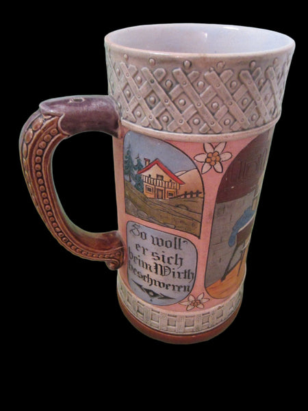 German Story Teller Ceramic Mug Hand Decorated Scripted - Designer Unique Finds 
