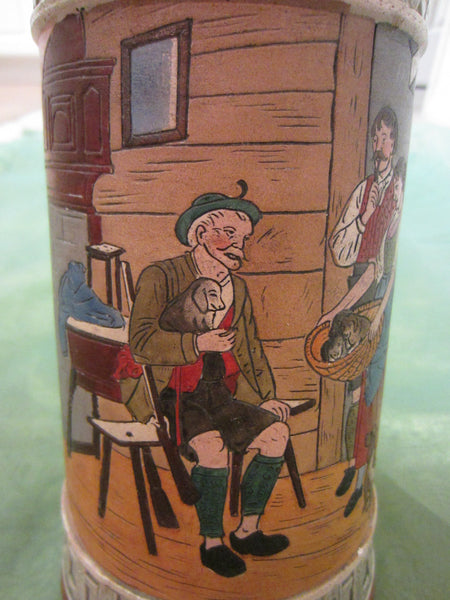 German Story Teller Ceramic Mug Hand Decorated Scripted - Designer Unique Finds 