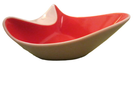 Selb LHS Hutschenreuter Bavaria Germany Art Deco Red Porcelain Bon Bon Dish - Designer Unique Finds 