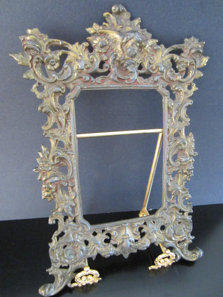 Rococo French Cherub Gilt Bronze Crested Photo Frame - Designer Unique Finds 
 - 2