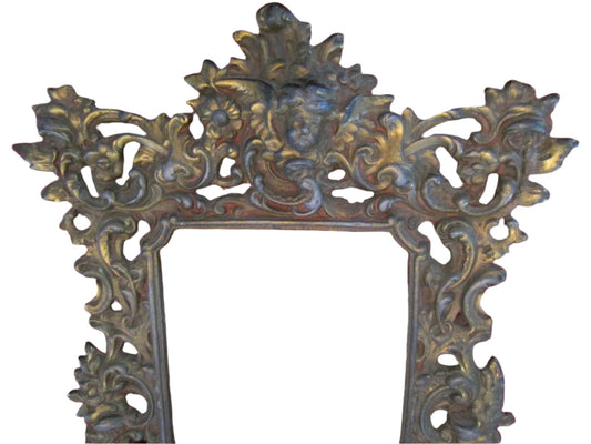 Rococo Style Angelic Crest Bronze Picture Frame 