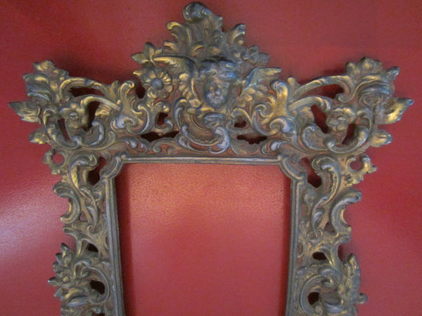 Rococo Style French Cherub Crest Bronze Photo Frame