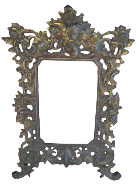 Rococo French Cherub Gilt Bronze Crested Photo Frame - Designer Unique Finds 
 - 1