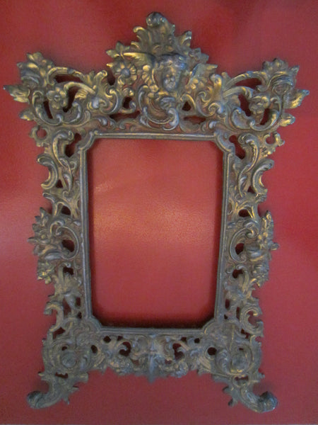 Rococo French Cherub Gilt Bronze Crested Photo Frame - Designer Unique Finds 
 - 1