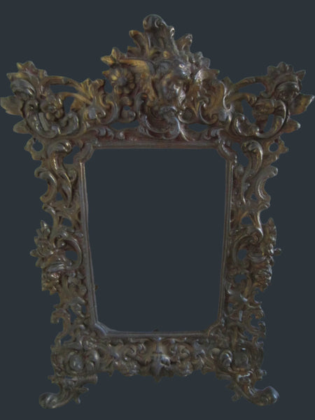 Rococo Style French Cherub Crest Bronze Photo Frame