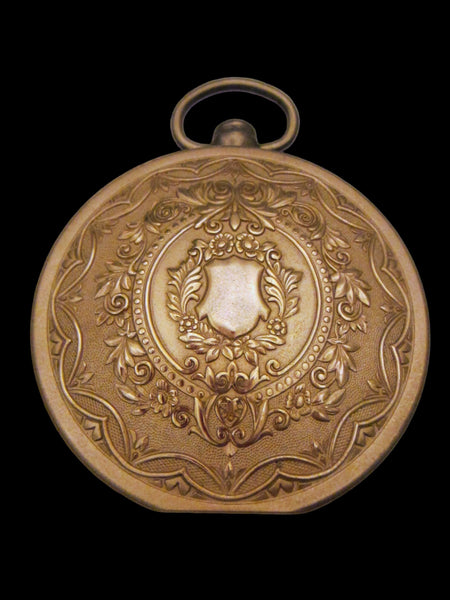 Bulova Japan Pendant Clock Ormolu Figurative Floral Medallion Crest Cover