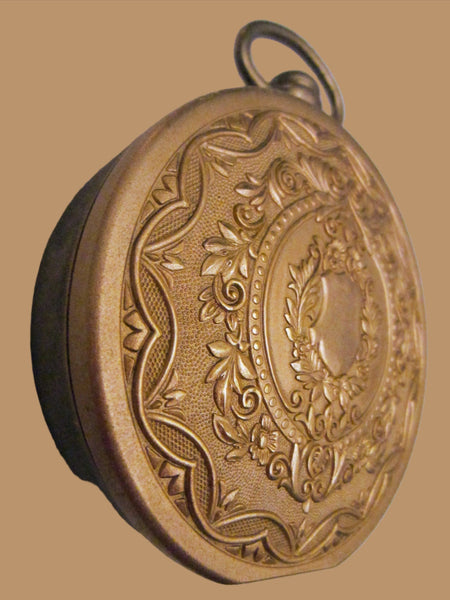 Bulova Japan Pendant Clock Ormolu Figurative Floral Medallion Crest Cover