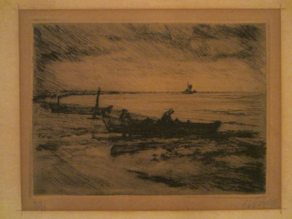 La Mer French Charcoal Drawing Paper Gauche LE Signed Titled Dated Numbered