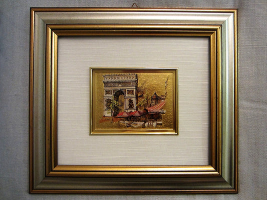 Paris City View G Borelli Chromolithograph Art Champs Elysee Outdoor Cafe - Designer Unique Finds 