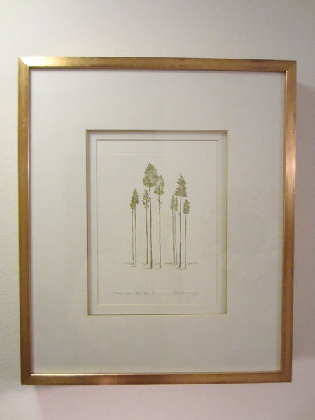Anita Klebanoff Contemporary Signed Drawing Gouache Titled Trees In Winter I
