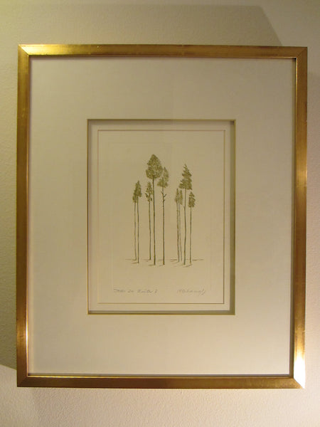 Trees In Winter I Contemporary Drawing Signed Anita Klebanoff - Designer Unique Finds 