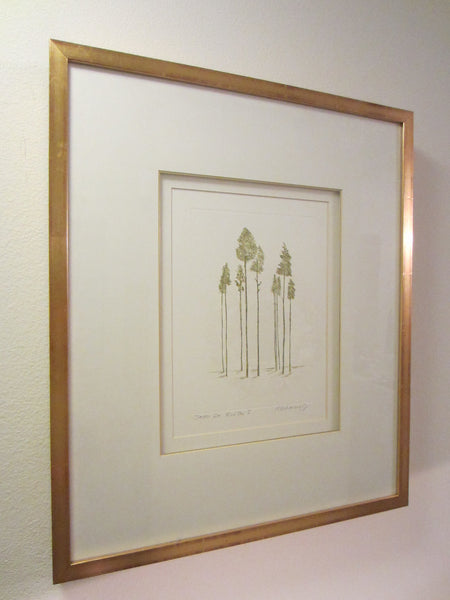 Trees In Winter I Contemporary Drawing Signed Anita Klebanoff - Designer Unique Finds 