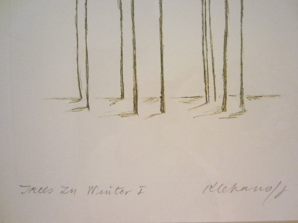 Trees In Winter I Contemporary Drawing Signed Anita Klebanoff - Designer Unique Finds 