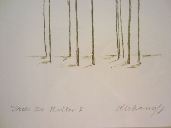 Trees In Winter I Contemporary Drawing Signed Anita Klebanoff - Designer Unique Finds 