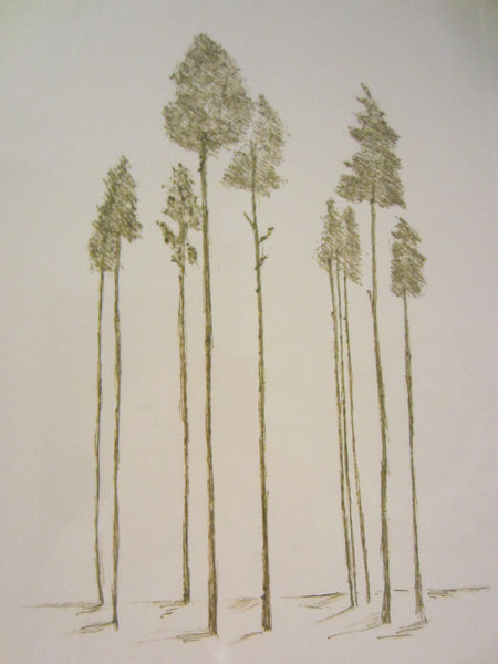 Trees In Winter I Contemporary Drawing Signed Anita Klebanoff - Designer Unique Finds 