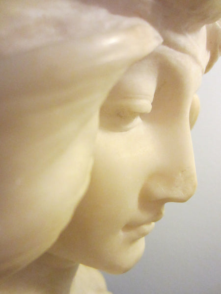 Antonio Frilli Alabster Bust Marble Stand Olive Leaf Bronze Headband - Designer Unique Finds 
 - 9