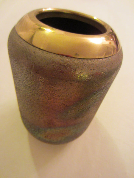 Iridescent Textured Glass Vase Gold Inclusion