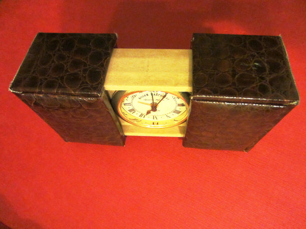 London Clic Cloc Roger Lascelles Crocodile Case Brass Travel Clock - Designer Unique Finds 
 - 1