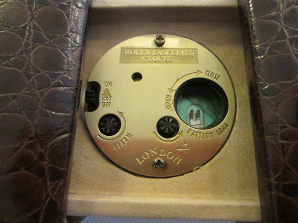 London Clic Cloc Roger Lascelles Crocodile Case Brass Travel Clock - Designer Unique Finds 
 - 6