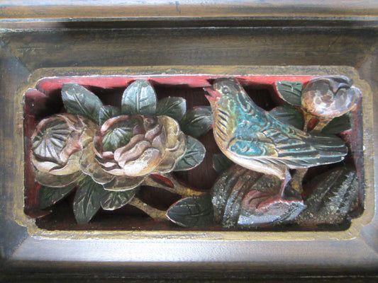 Chinese Wood Panels Hand Carved Painted Characters Medallions - Designer Unique Finds 