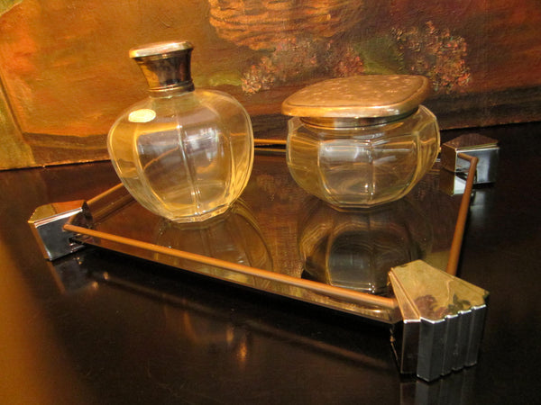 Echt Bleikristal DAF Art Deco Silver Germany Powder Jar Perfume Decanter - Designer Unique Finds 
 - 3