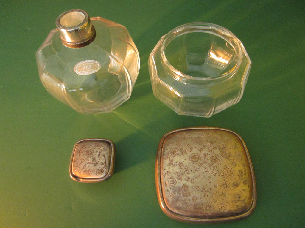 Echt Bleikristal DAF Art Deco Silver Germany Powder Jar Perfume Decanter - Designer Unique Finds 
 - 1