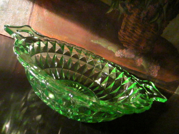 Jeanette Windsor Bowl Diamond Green Depression Glass - Designer Unique Finds 
 - 3