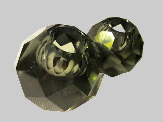Miniature Cut Crystal Votive Candle Holders Open Salt Pepper - Designer Unique Finds 