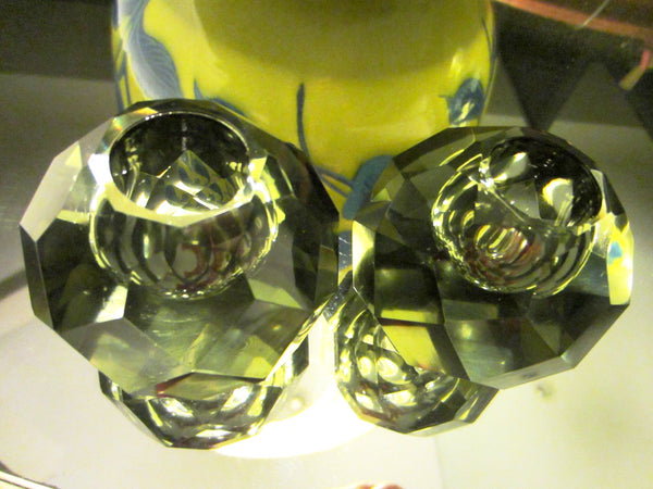 Miniature Cut Crystal Votive Candle Holders Open Salt Pepper - Designer Unique Finds 