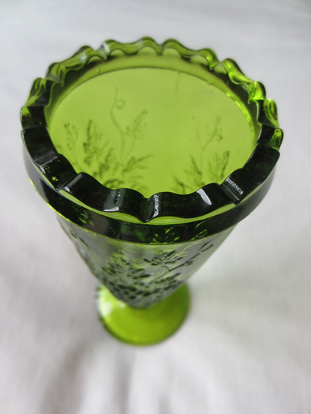 Emerald Green Depression Glass Cone Vase Grape Relief - Designer Unique Finds 
 - 2