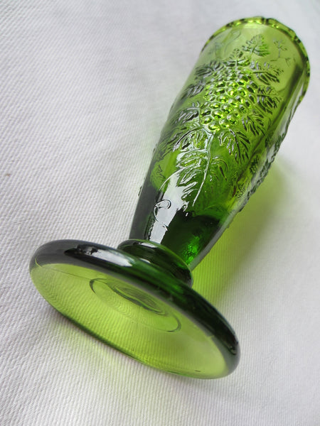 Emerald Green Depression Glass Cone Vase Grape Relief - Designer Unique Finds 
 - 4
