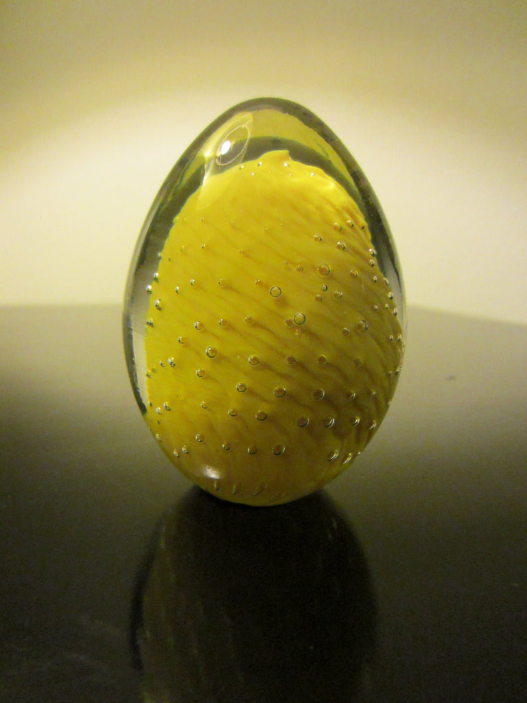 Murano Yellow Egg Controlled Bubbles Glass Paperweight - Designer Unique Finds 
 - 3