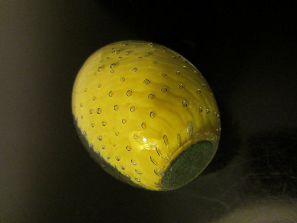Murano Yellow Egg Controlled Bubbles Glass Paperweight - Designer Unique Finds 
 - 4