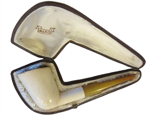 Real Block Meerschaum Smoking Pipe In Hand Made Custom Case - Designer Unique Finds 