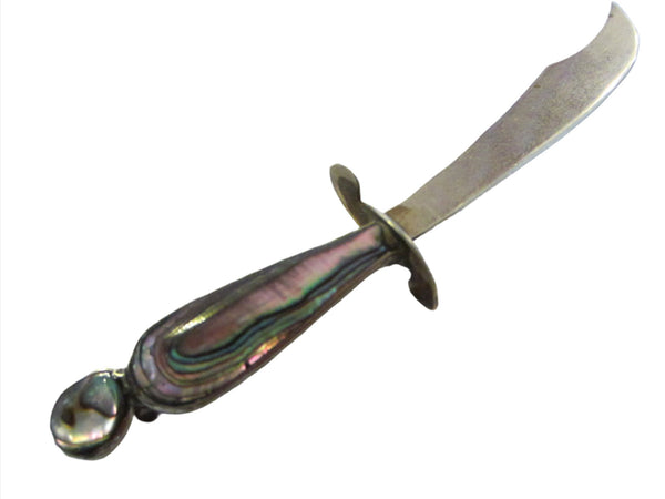 Mexican Silver Sword Rainbow Abalone Handle Bookmark - Designer Unique Finds 