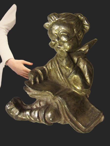 The Reader Metal Hummel Style Primitive Brooch - Designer Unique Finds 