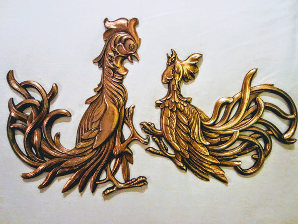 Golden Roosters American Syroco Mid Century Wall Decor