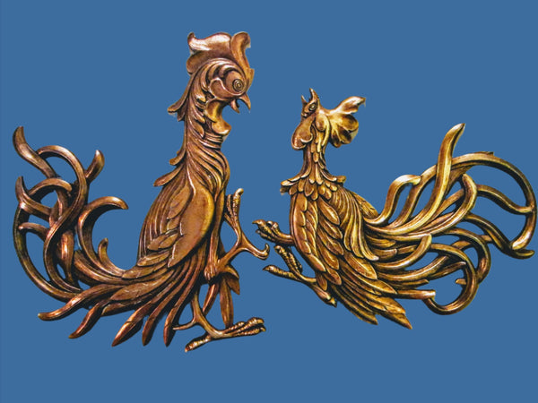 Golden Roosters American Syroco Mid Century Wall Decor