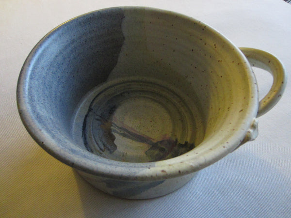 Stoneware Abstract Signed Chamber Pot Bold Flowers - Designer Unique Finds 