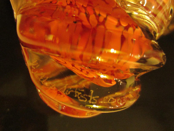 Orange Studio Glass Paperweight Artist Signed 2003 - Designer Unique Finds 