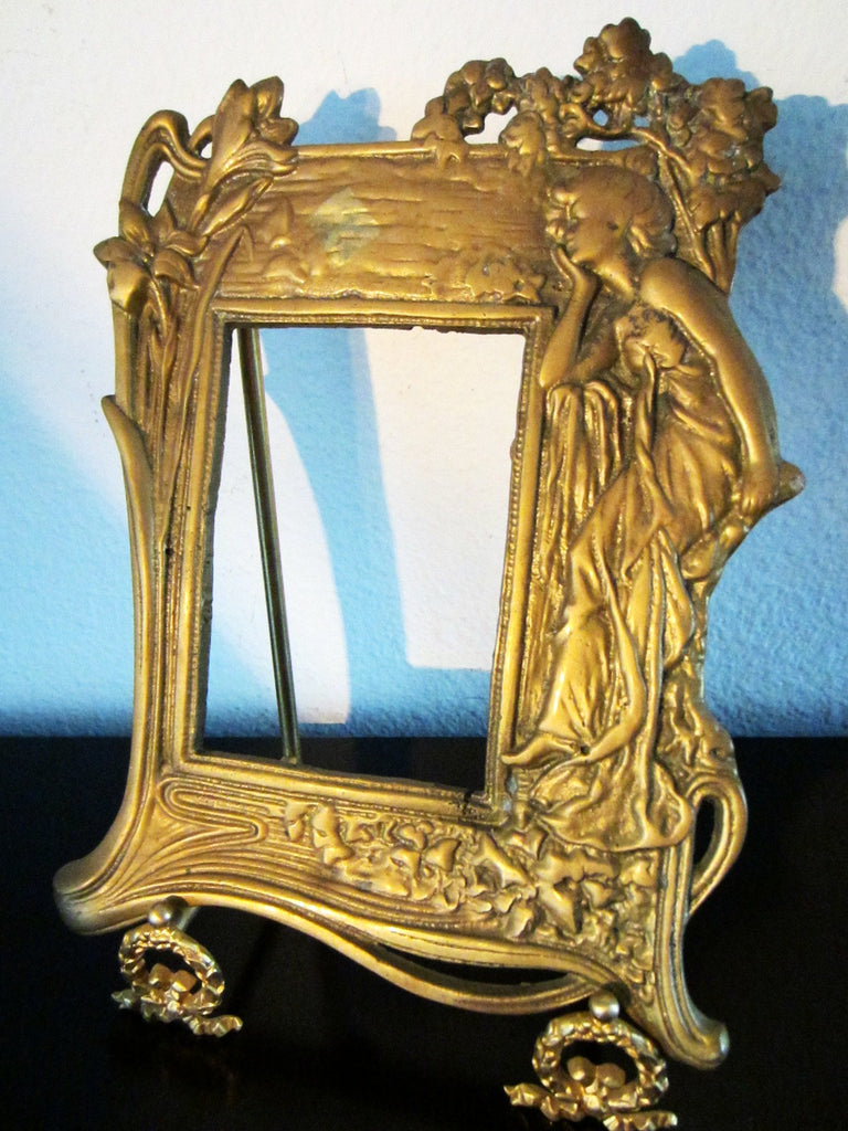Neoclassical Style Brass Figurative Portrait Photo Frame - Designer Unique Finds 
 - 1
