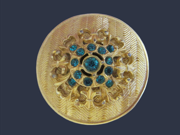 Eastern Inspire Jewelry Brass Brooch Earrings Blue Stones - Designer Unique Finds 
 - 5