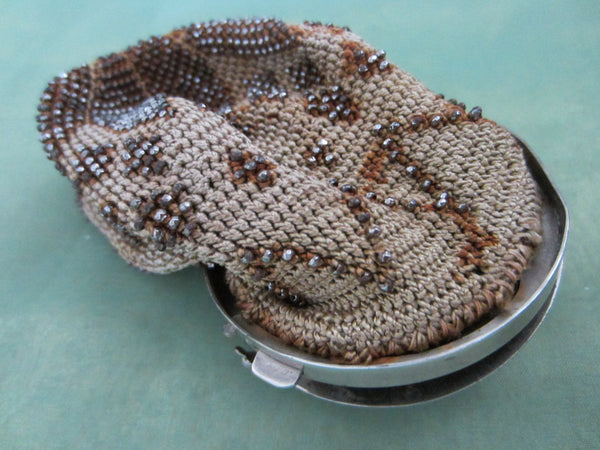 Victorian Bacchus Crochet Beaded Pouch Coin Purse - Designer Unique Finds 