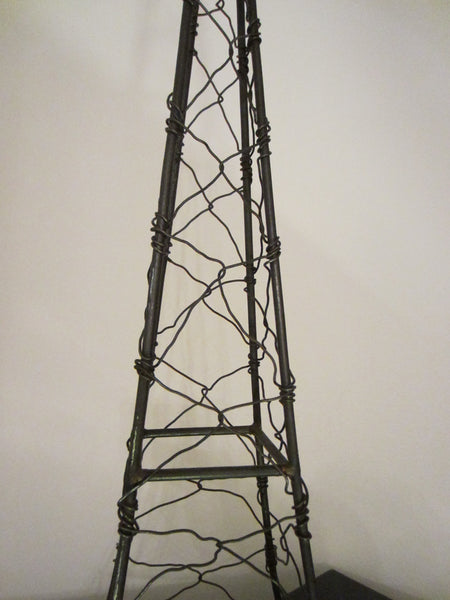 Monumental Architectural Metal Art Wired Eiffel Tower Folk Art Sculpture - Designer Unique Finds 