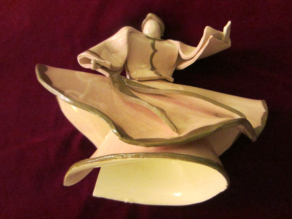 Rumi Dance Sema Ceramic Abstract Folk Art Figure - Designer Unique Finds 